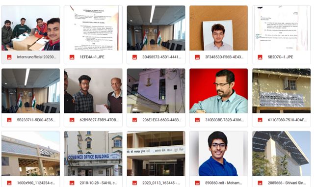 Contact sheet 1: photographs, joining letters and ID documents sent in by Ministry of Cooperation interns and their nodal officers