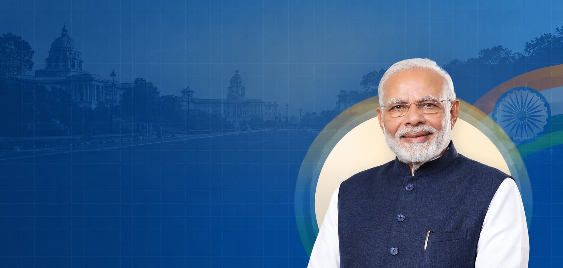 Shri Narendra Modi, Hon'ble Prime Minister of India, against the Central Vista, New Delhi